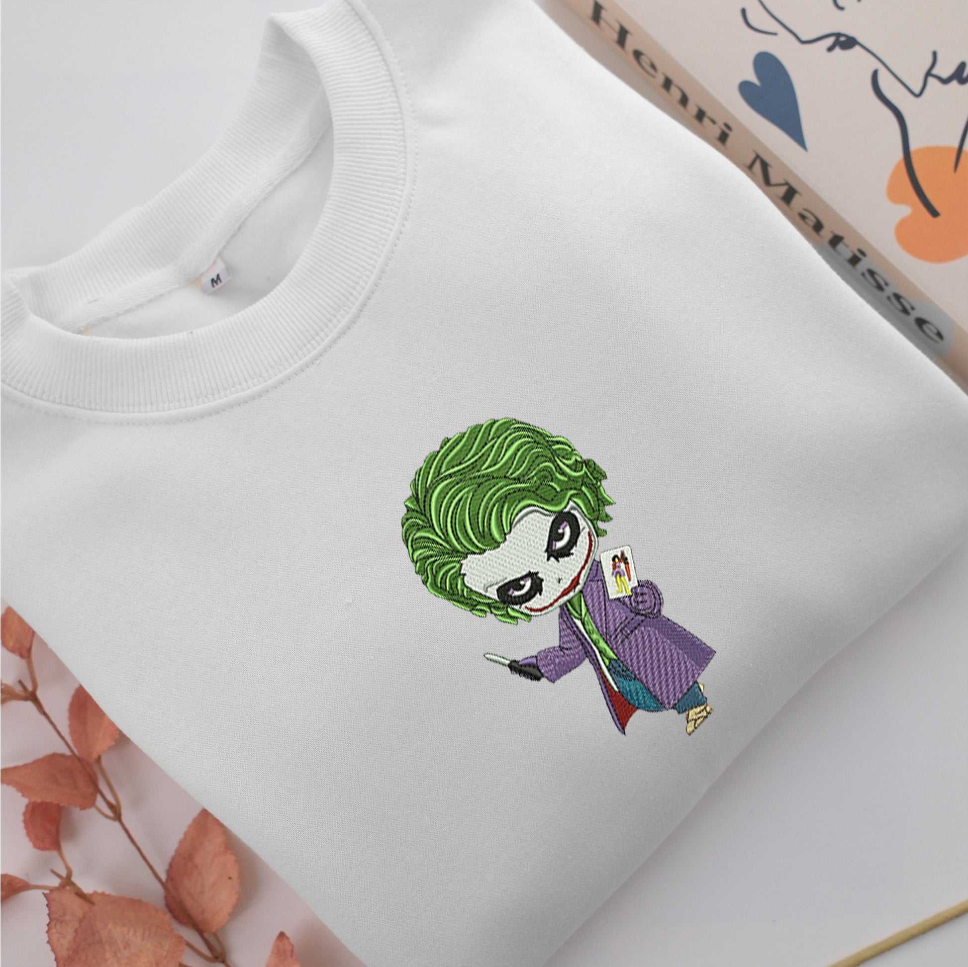 Chibi Joker Embroidery, Disneyland Embroidered Sweatshirt, Movie Disney Inspired, Valentine's Day Gifts Idea For Him Her