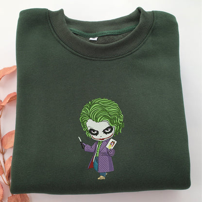 Chibi Joker Embroidery, Disneyland Embroidered Sweatshirt, Movie Disney Inspired, Valentine's Day Gifts Idea For Him Her