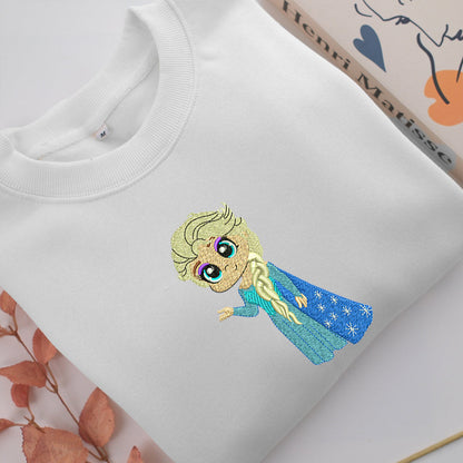 Chibi Elsa Embroidery, Disneyland Embroidered Sweatshirt, Movie Disney Inspired, Valentine's Day Gifts Idea For Him Her