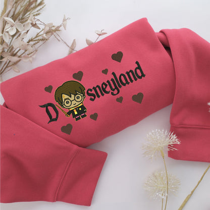 Chibi Harry Potter Disneyland Embroidery, Disneyland Embroidered Sweatshirt, Movie Disney Inspired, Valentine's Day Gifts Idea For Him Her