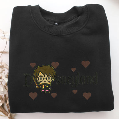 Chibi Harry Potter Disneyland Embroidery, Disneyland Embroidered Sweatshirt, Movie Disney Inspired, Valentine's Day Gifts Idea For Him Her