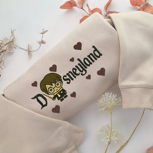 Chibi Harry Potter Disneyland Embroidery, Disneyland Embroidered Sweatshirt, Movie Disney Inspired, Valentine's Day Gifts Idea For Him Her