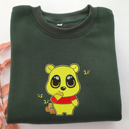 Chibi Pooh Embroidery, Disneyland Embroidered Sweatshirt, Movie Disney Inspired, Valentine's Day Gifts Idea For Him Her
