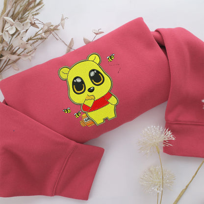 Chibi Pooh Embroidery, Disneyland Embroidered Sweatshirt, Movie Disney Inspired, Valentine's Day Gifts Idea For Him Her