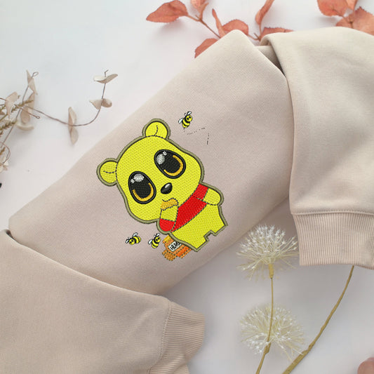 Chibi Pooh Embroidery, Disneyland Embroidered Sweatshirt, Movie Disney Inspired, Valentine's Day Gifts Idea For Him Her
