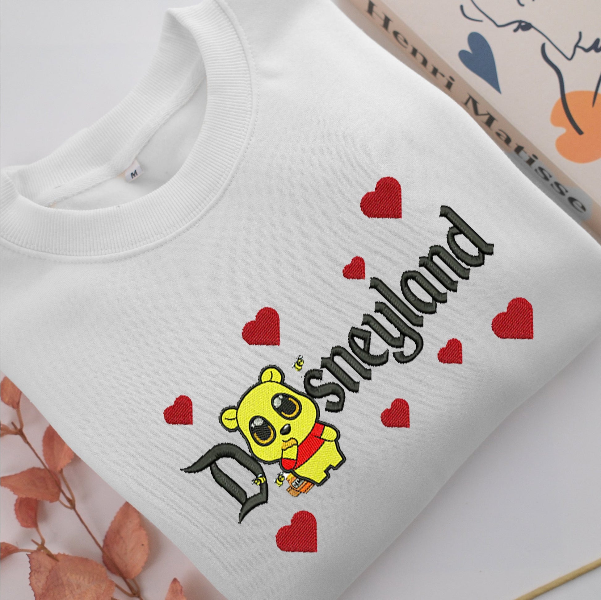 Chibi Pooh Disneyland Embroidery, Disneyland Embroidered Sweatshirt, Movie Disney Inspired, Valentine's Day Gifts Idea For Him Her