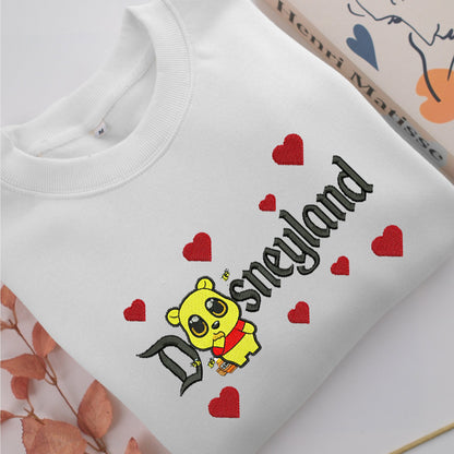 Chibi Pooh Disneyland Embroidery, Disneyland Embroidered Sweatshirt, Movie Disney Inspired, Valentine's Day Gifts Idea For Him Her