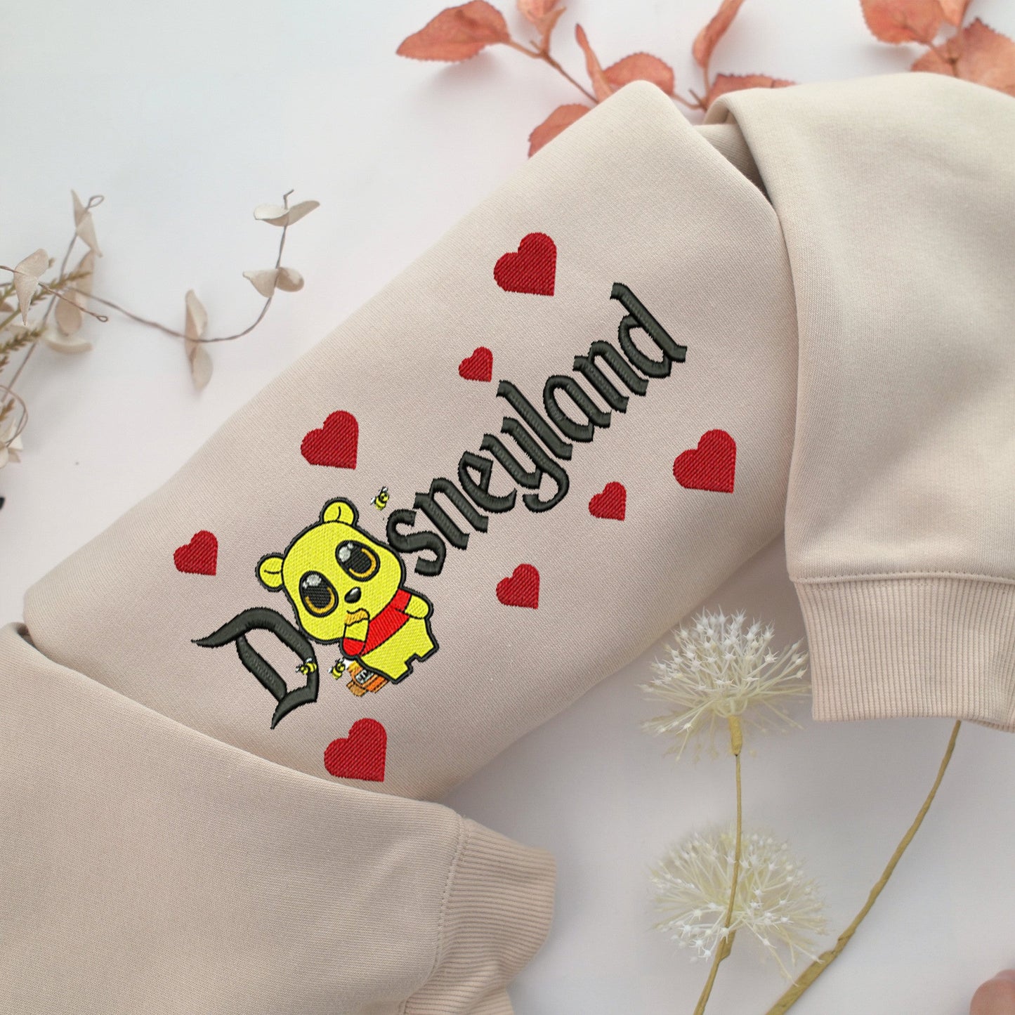 Chibi Pooh Disneyland Embroidery, Disneyland Embroidered Sweatshirt, Movie Disney Inspired, Valentine's Day Gifts Idea For Him Her