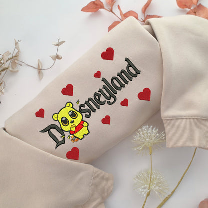 Chibi Pooh Disneyland Embroidery, Disneyland Embroidered Sweatshirt, Movie Disney Inspired, Valentine's Day Gifts Idea For Him Her
