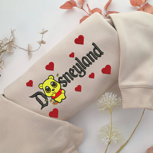 Chibi Pooh Disneyland Embroidery, Disneyland Embroidered Sweatshirt, Movie Disney Inspired, Valentine's Day Gifts Idea For Him Her