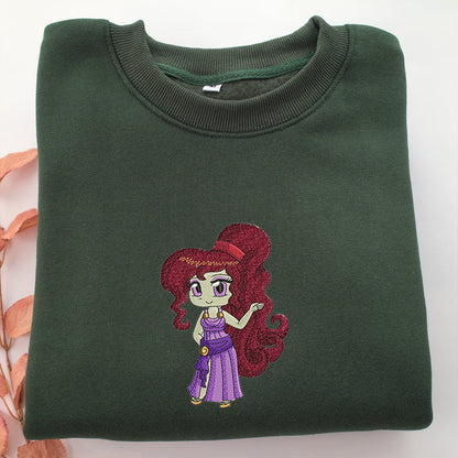 Chibi Megara v2 Embroidery, Disneyland Embroidered Sweatshirt, Movie Disney Inspired, Valentine's Day Gifts Idea For Him Her