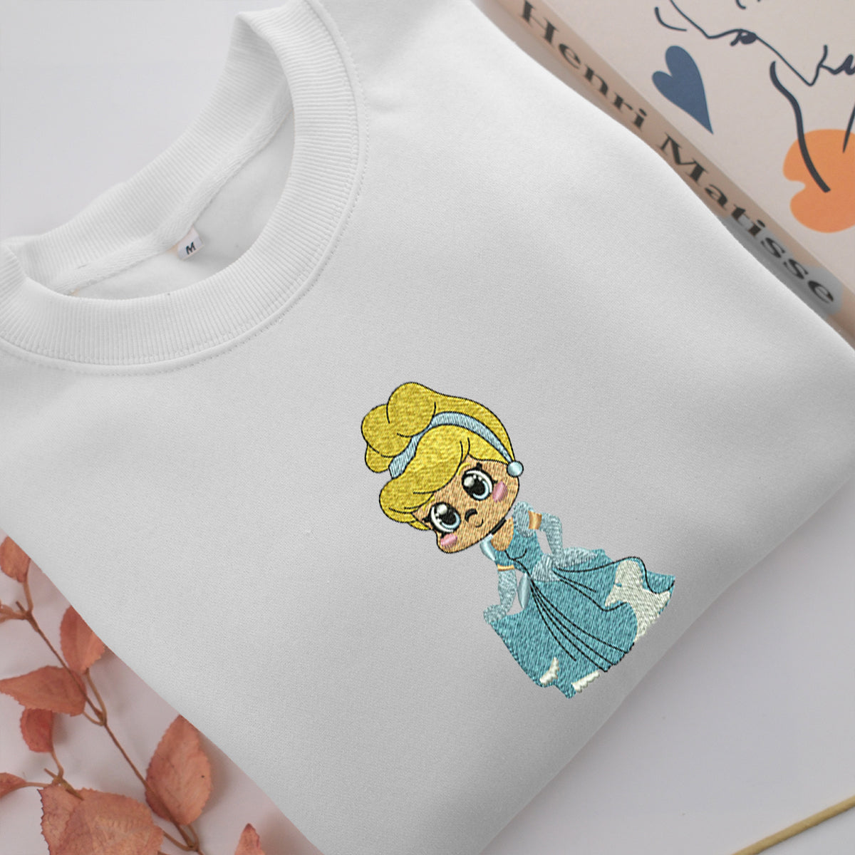 Chibi Cinderella Embroidery, Disneyland Embroidered Sweatshirt, Movie Disney Inspired, Valentine's Day Gifts Idea For Him Her
