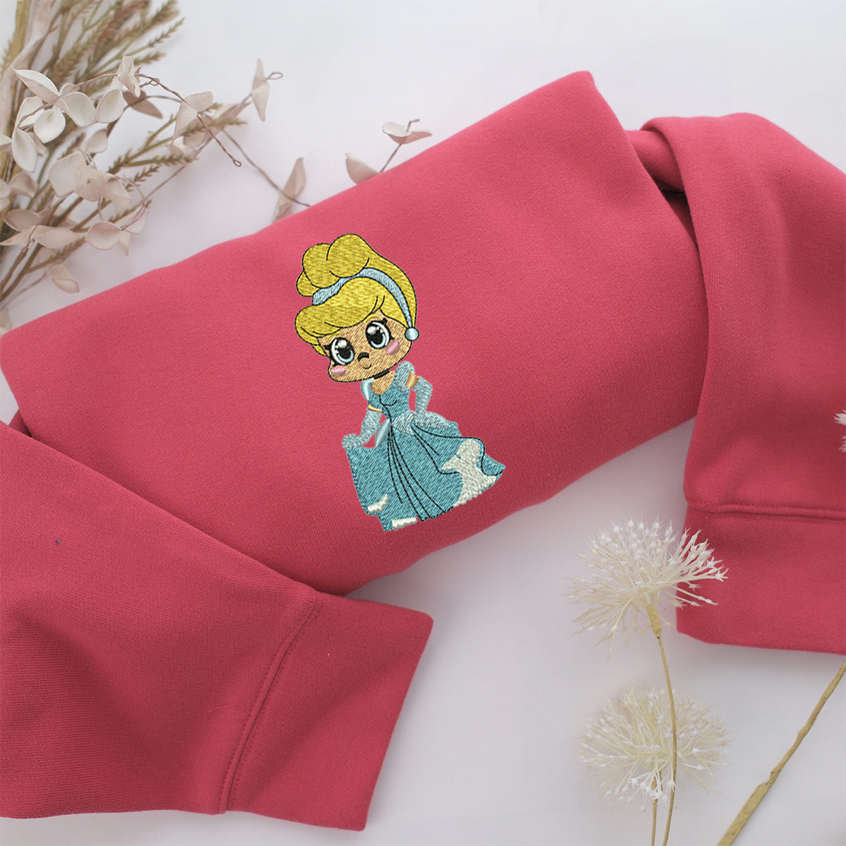 Chibi Cinderella Embroidery, Disneyland Embroidered Sweatshirt, Movie Disney Inspired, Valentine's Day Gifts Idea For Him Her