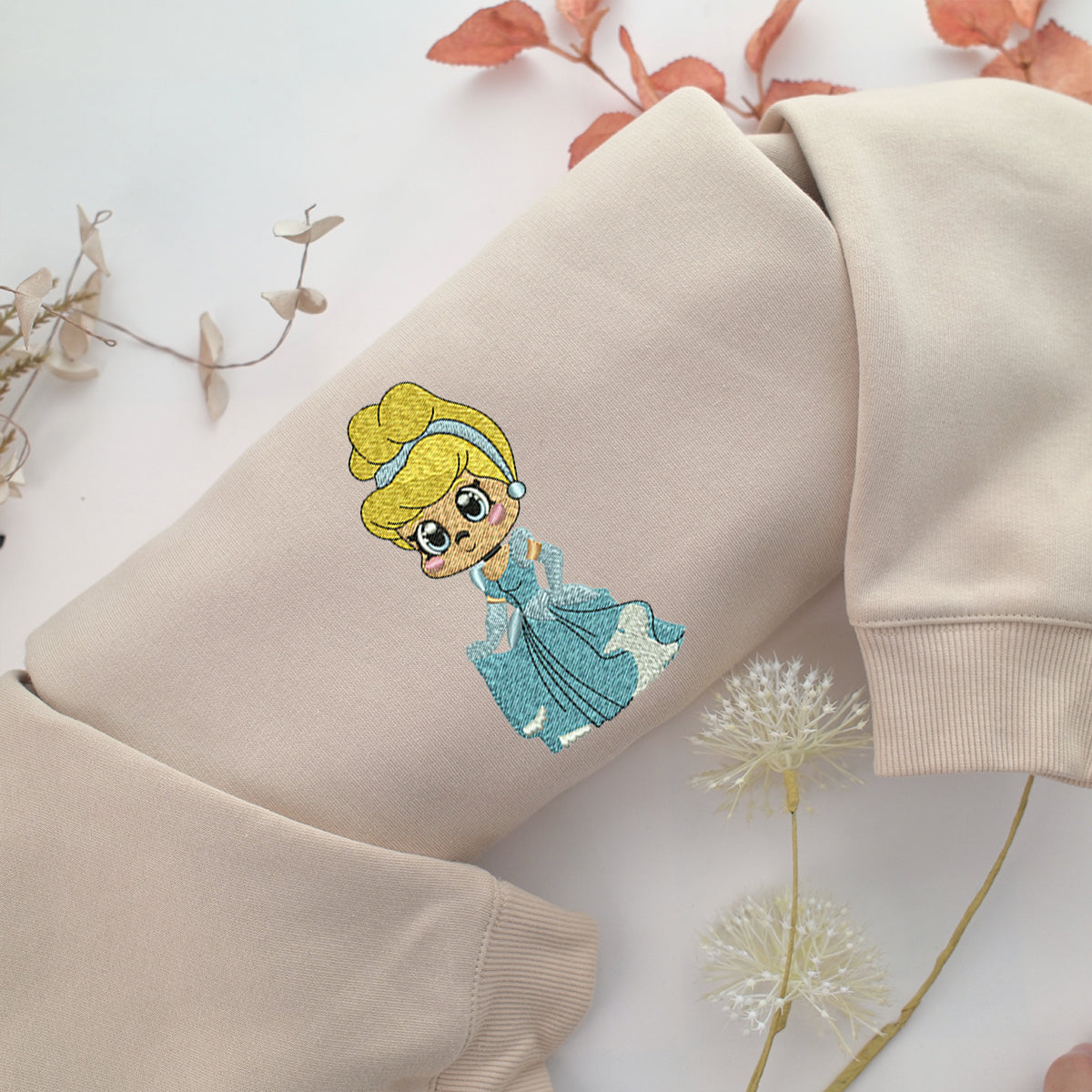 Chibi Cinderella Embroidery, Disneyland Embroidered Sweatshirt, Movie Disney Inspired, Valentine's Day Gifts Idea For Him Her