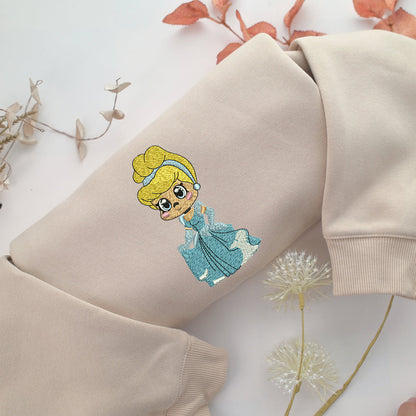 Chibi Cinderella Embroidery, Disneyland Embroidered Sweatshirt, Movie Disney Inspired, Valentine's Day Gifts Idea For Him Her