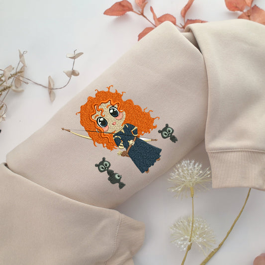 Chibi Princess Merida Embroidery, Disneyland Embroidered Sweatshirt, Movie Disney Inspired, Valentine's Day Gifts Idea For Him Her