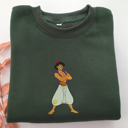 Aladdin Embroidery, Disneyland Embroidered Sweatshirt, Movie Disney Inspired, Valentine's Day Gifts Idea For Him Her