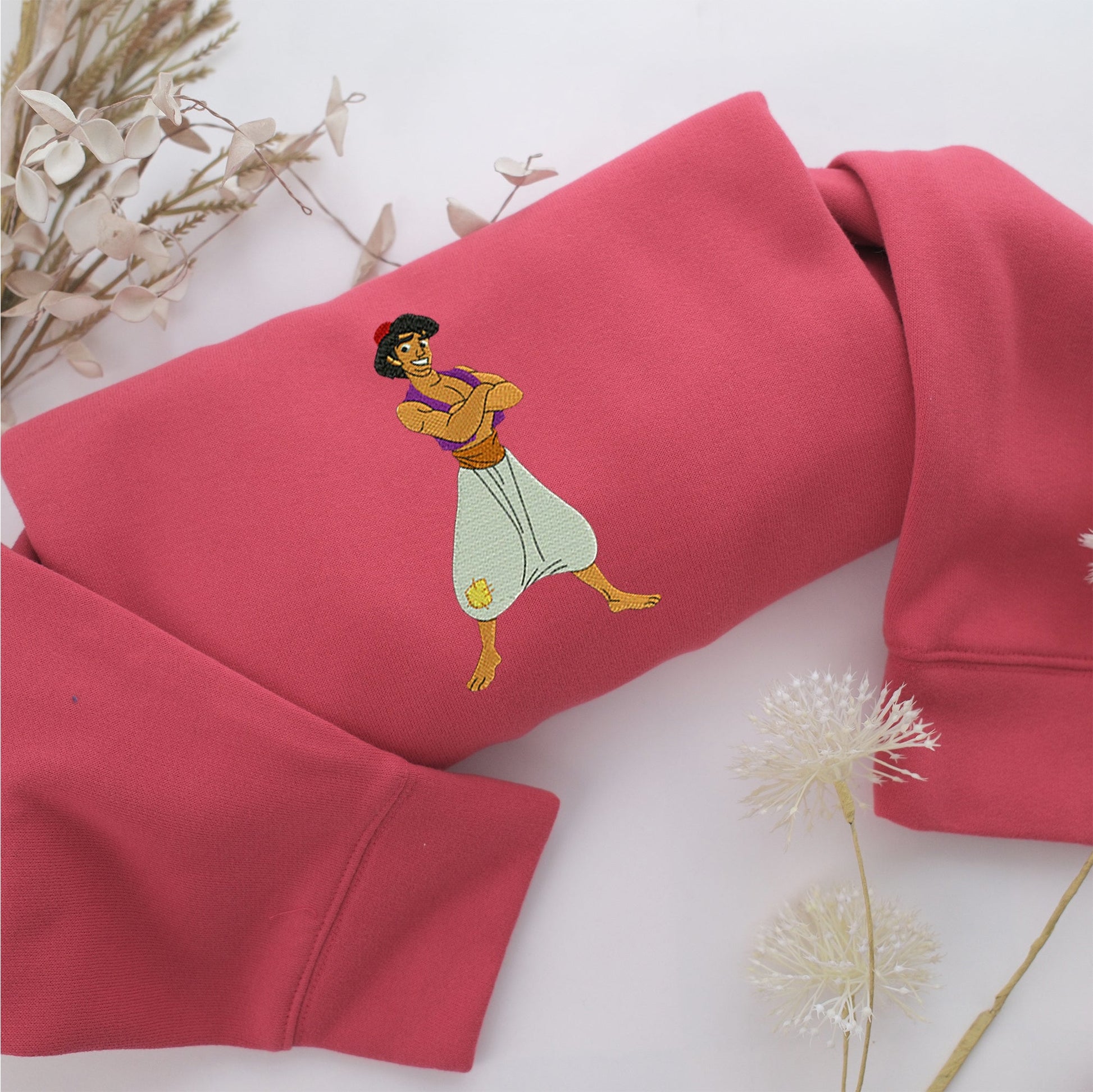 Aladdin Embroidery, Disneyland Embroidered Sweatshirt, Movie Disney Inspired, Valentine's Day Gifts Idea For Him Her