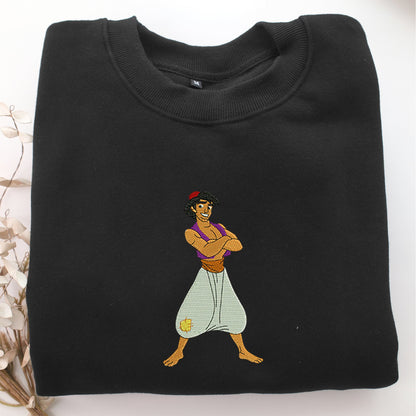 Aladdin Embroidery, Disneyland Embroidered Sweatshirt, Movie Disney Inspired, Valentine's Day Gifts Idea For Him Her