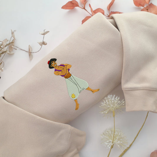 Aladdin Embroidery, Disneyland Embroidered Sweatshirt, Movie Disney Inspired, Valentine's Day Gifts Idea For Him Her