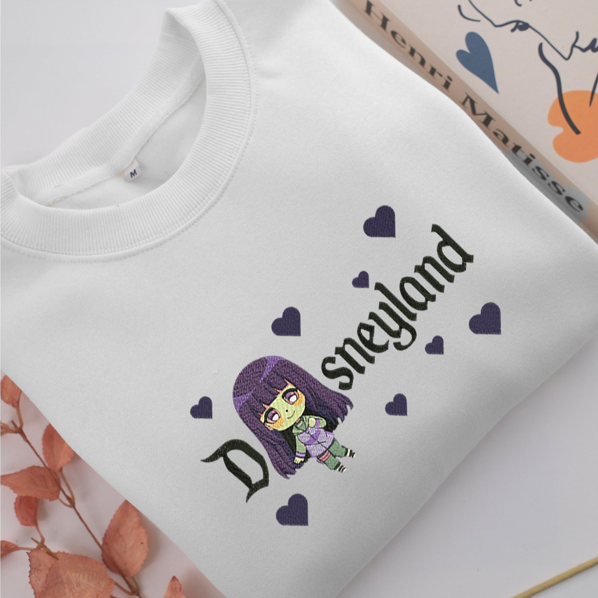 Chibi Hinata Disneyland Embroidery, Disneyland Embroidered Sweatshirt, Movie Disney Inspired, Valentine's Day Gifts Idea For Him Her