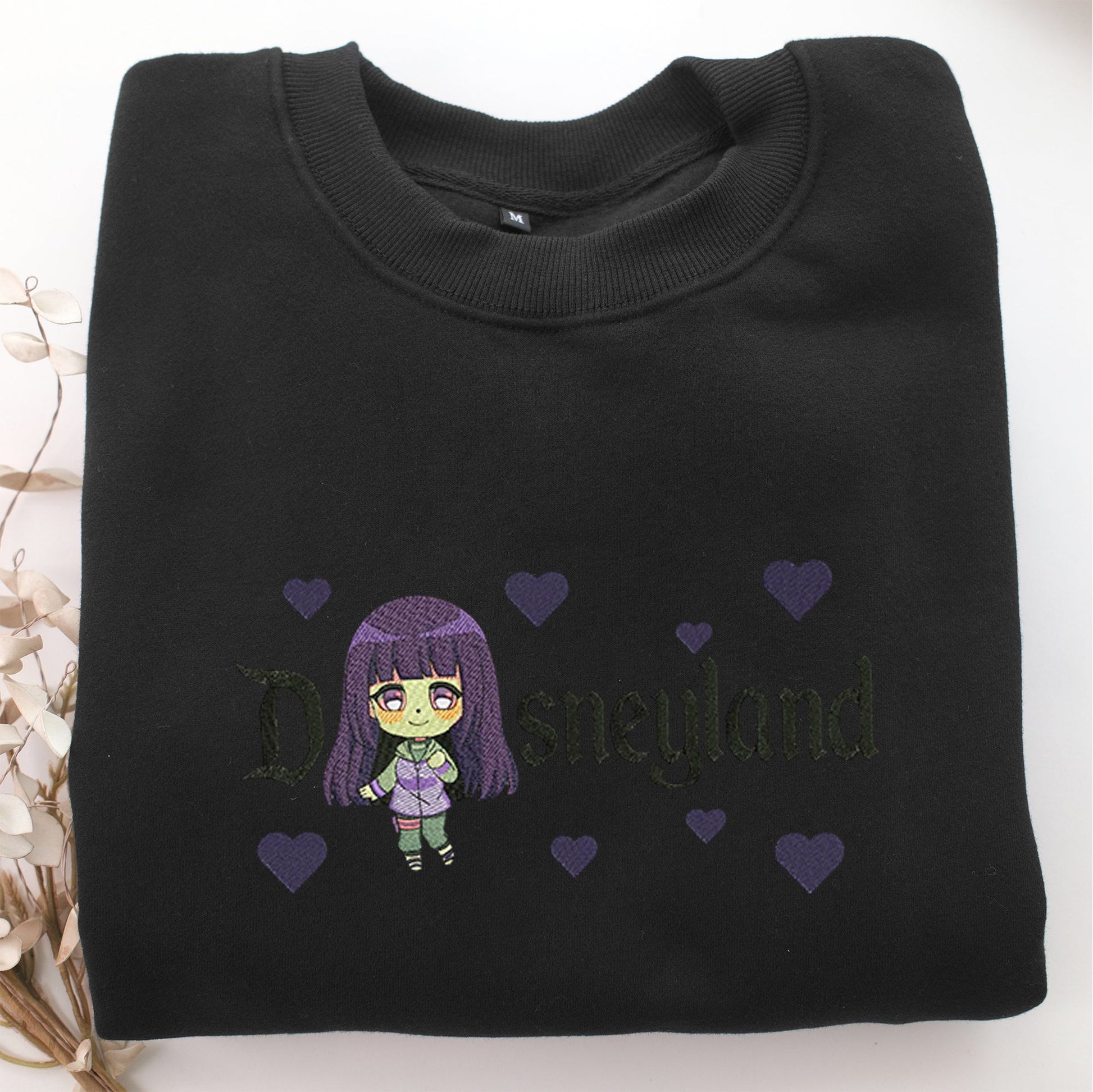 Chibi Hinata Disneyland Embroidery, Disneyland Embroidered Sweatshirt, Movie Disney Inspired, Valentine's Day Gifts Idea For Him Her