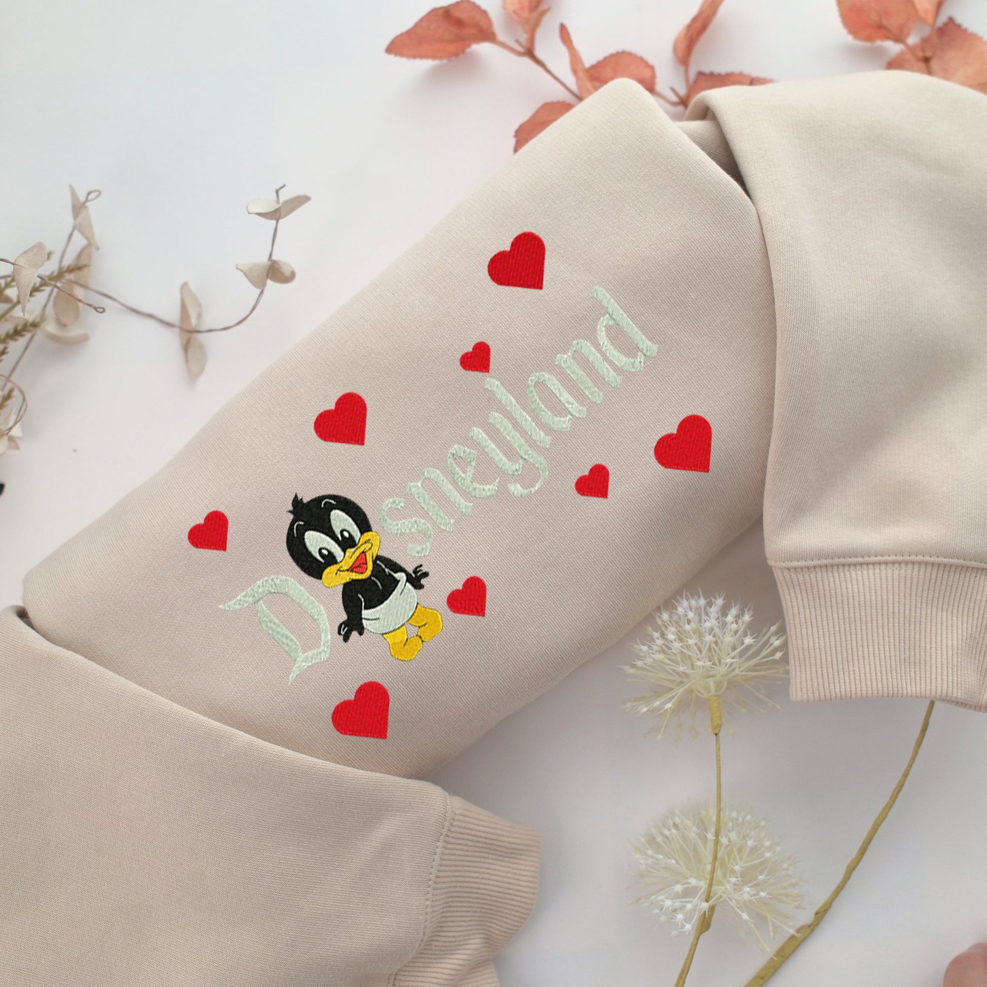 Chibi Daffy Duck Disneyland Embroidery, Disneyland Embroidered Sweatshirt, Movie Disney Inspired, Valentine's Day Gifts Idea For Him Her