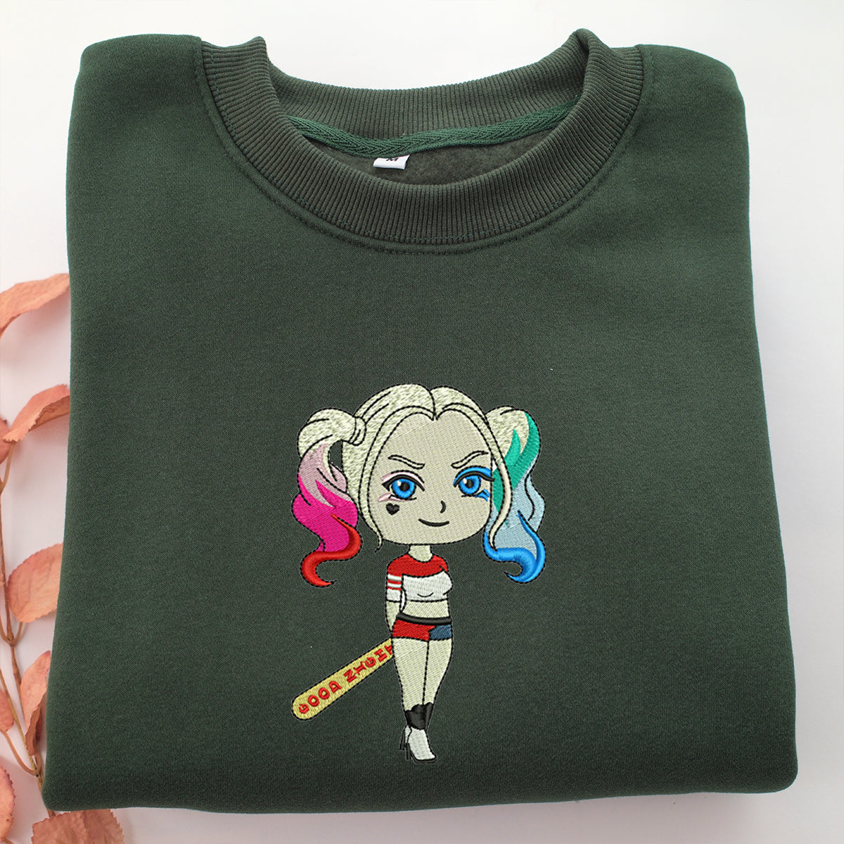 Chibi Harley Quinn Embroidery, Disneyland Embroidered Sweatshirt, Movie Disney Inspired, Valentine's Day Gifts Idea For Him Her