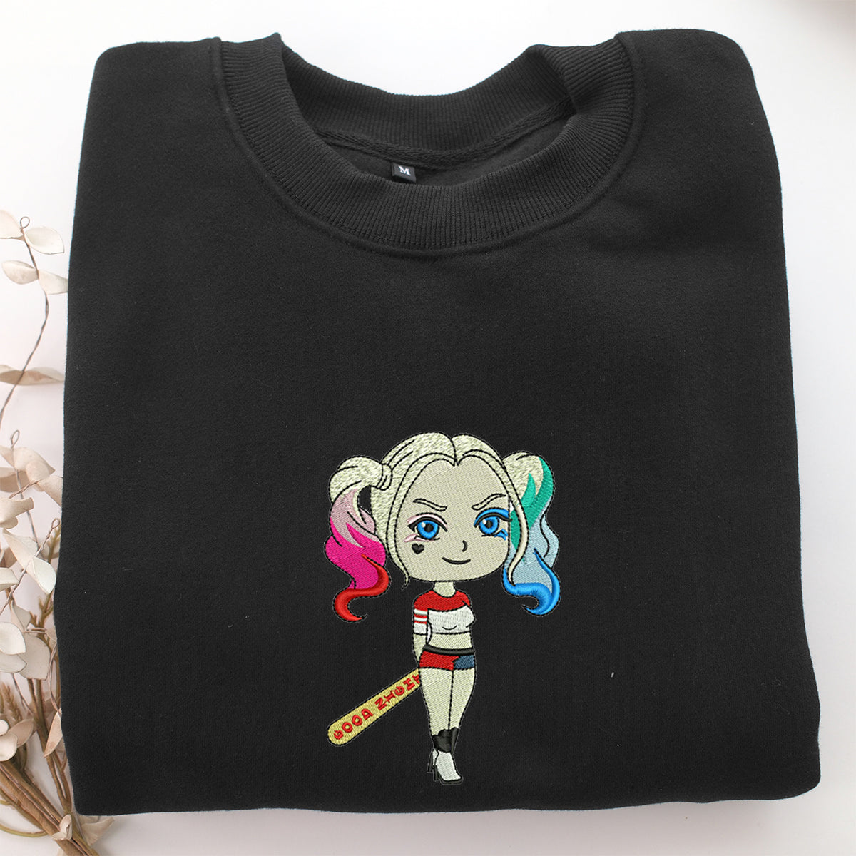 Chibi Harley Quinn Embroidery, Disneyland Embroidered Sweatshirt, Movie Disney Inspired, Valentine's Day Gifts Idea For Him Her