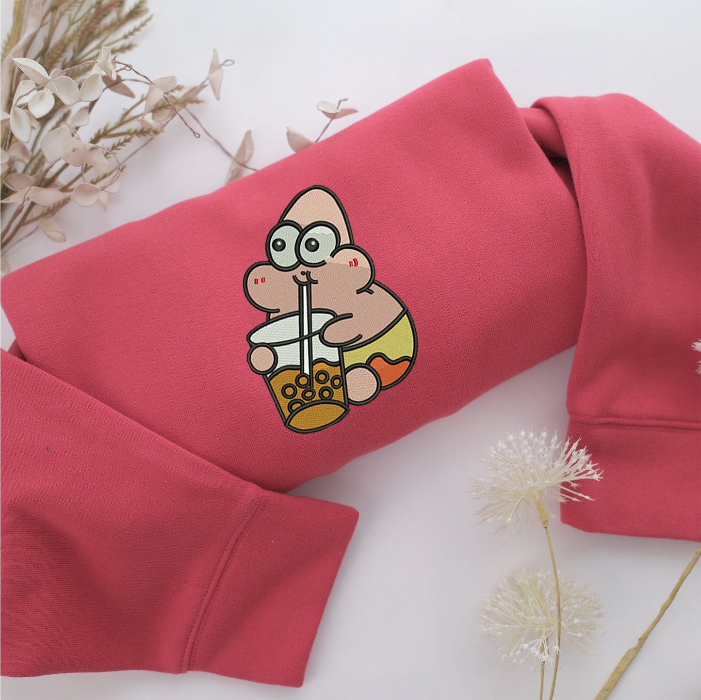 Chibi Patrick Star Embroidery, Disneyland Embroidered Sweatshirt, Movie Disney Inspired, Valentine's Day Gifts Idea For Him Her