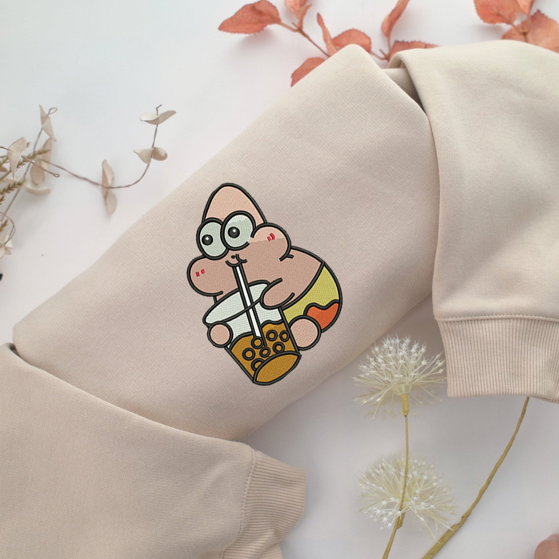 Chibi Patrick Star Embroidery, Disneyland Embroidered Sweatshirt, Movie Disney Inspired, Valentine's Day Gifts Idea For Him Her