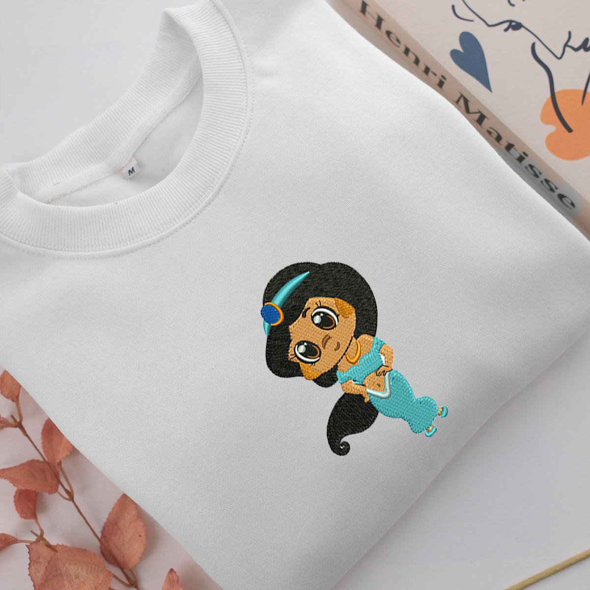 Chibi Jasmine Embroidery, Disneyland Embroidered Sweatshirt, Movie Disney Inspired, Valentine's Day Gifts Idea For Him Her