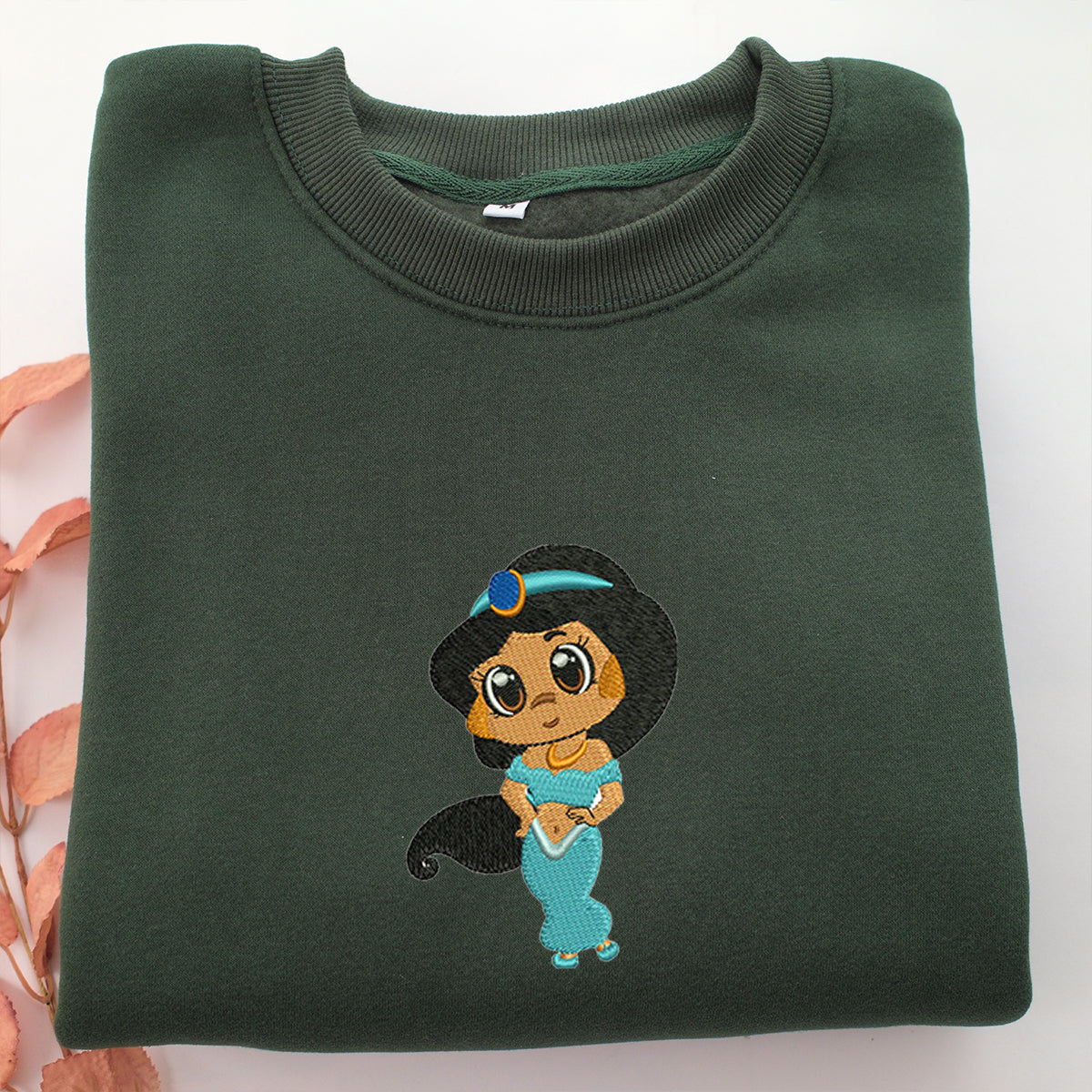Chibi Jasmine Embroidery, Disneyland Embroidered Sweatshirt, Movie Disney Inspired, Valentine's Day Gifts Idea For Him Her