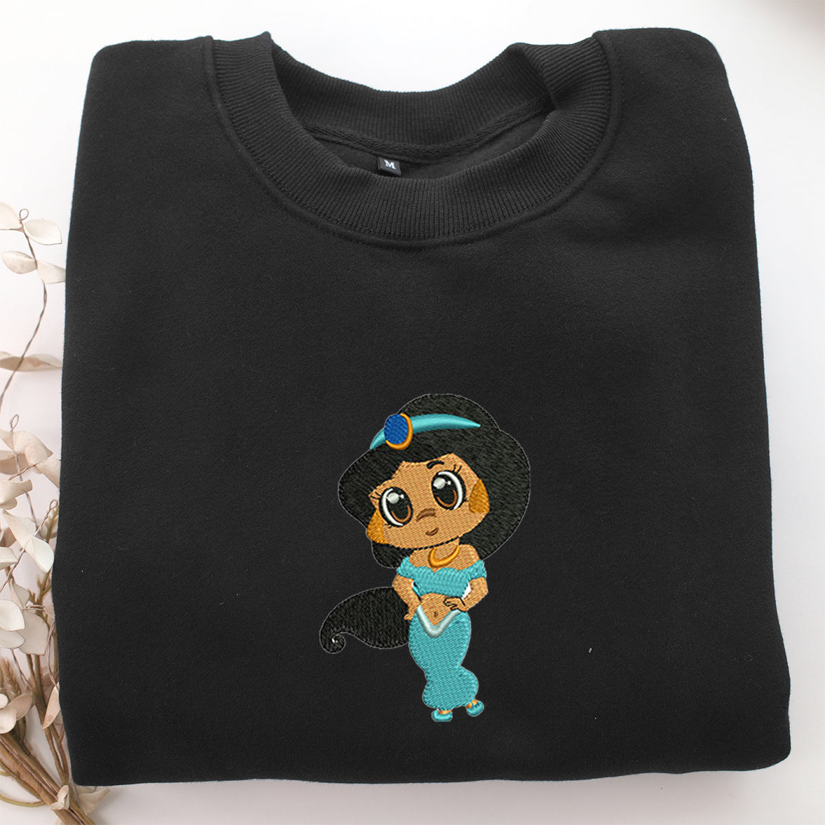 Chibi Jasmine Embroidery, Disneyland Embroidered Sweatshirt, Movie Disney Inspired, Valentine's Day Gifts Idea For Him Her