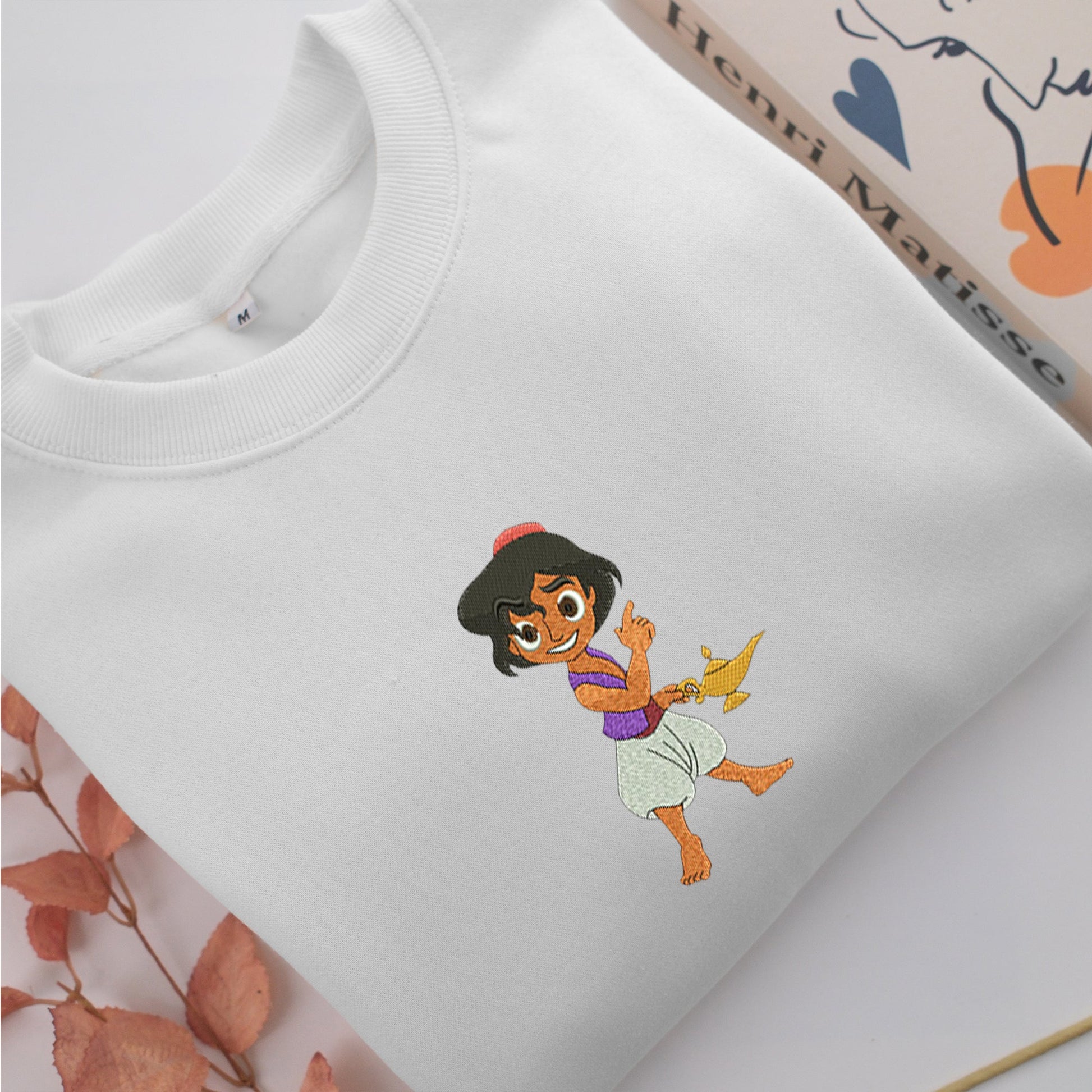 Chibi Aladdin Embroidery, Disneyland Embroidered Sweatshirt, Movie Disney Inspired, Valentine's Day Gifts Idea For Him Her