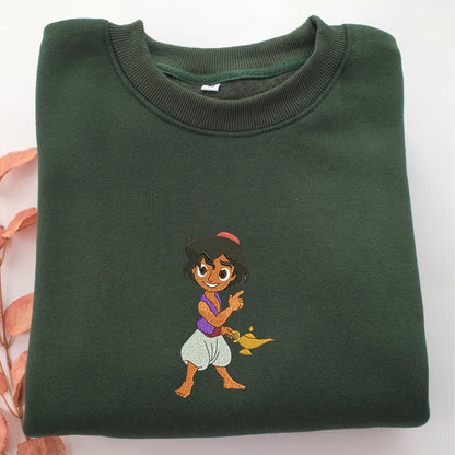 Chibi Aladdin Embroidery, Disneyland Embroidered Sweatshirt, Movie Disney Inspired, Valentine's Day Gifts Idea For Him Her