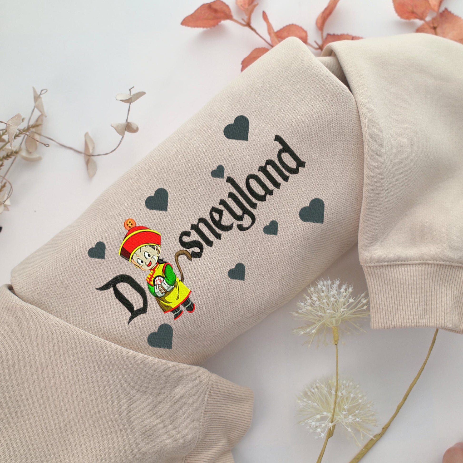 Baby Gohan Disneyland Embroidery, Disneyland Embroidered Sweatshirt, Movie Disney Inspired, Valentine's Day Gifts Idea For Him Her