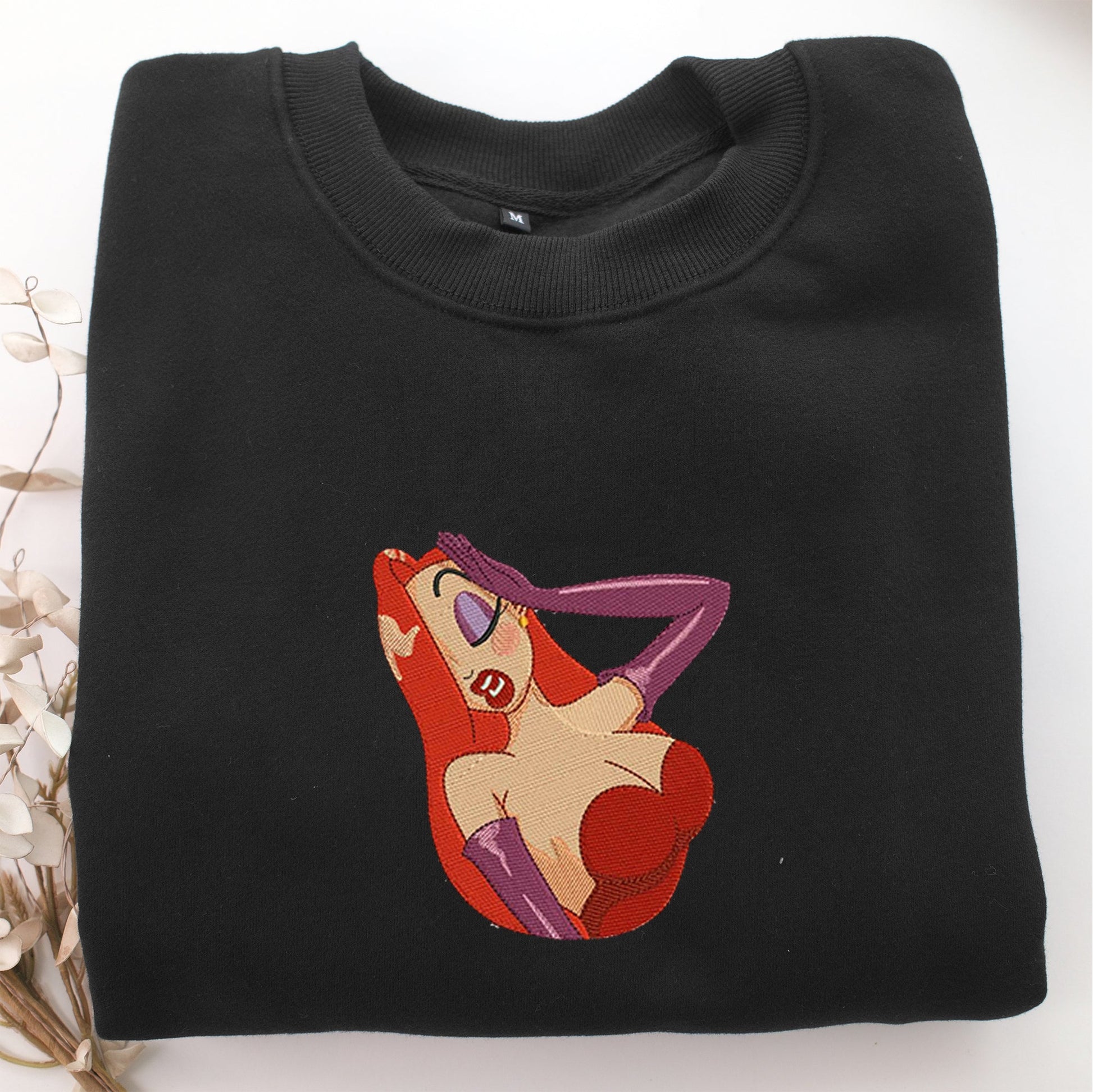 Jessica Rabbit Half Embroidery, Disneyland Embroidered Sweatshirt, Movie Disney Inspired, Valentine's Day Gifts Idea For Him Her