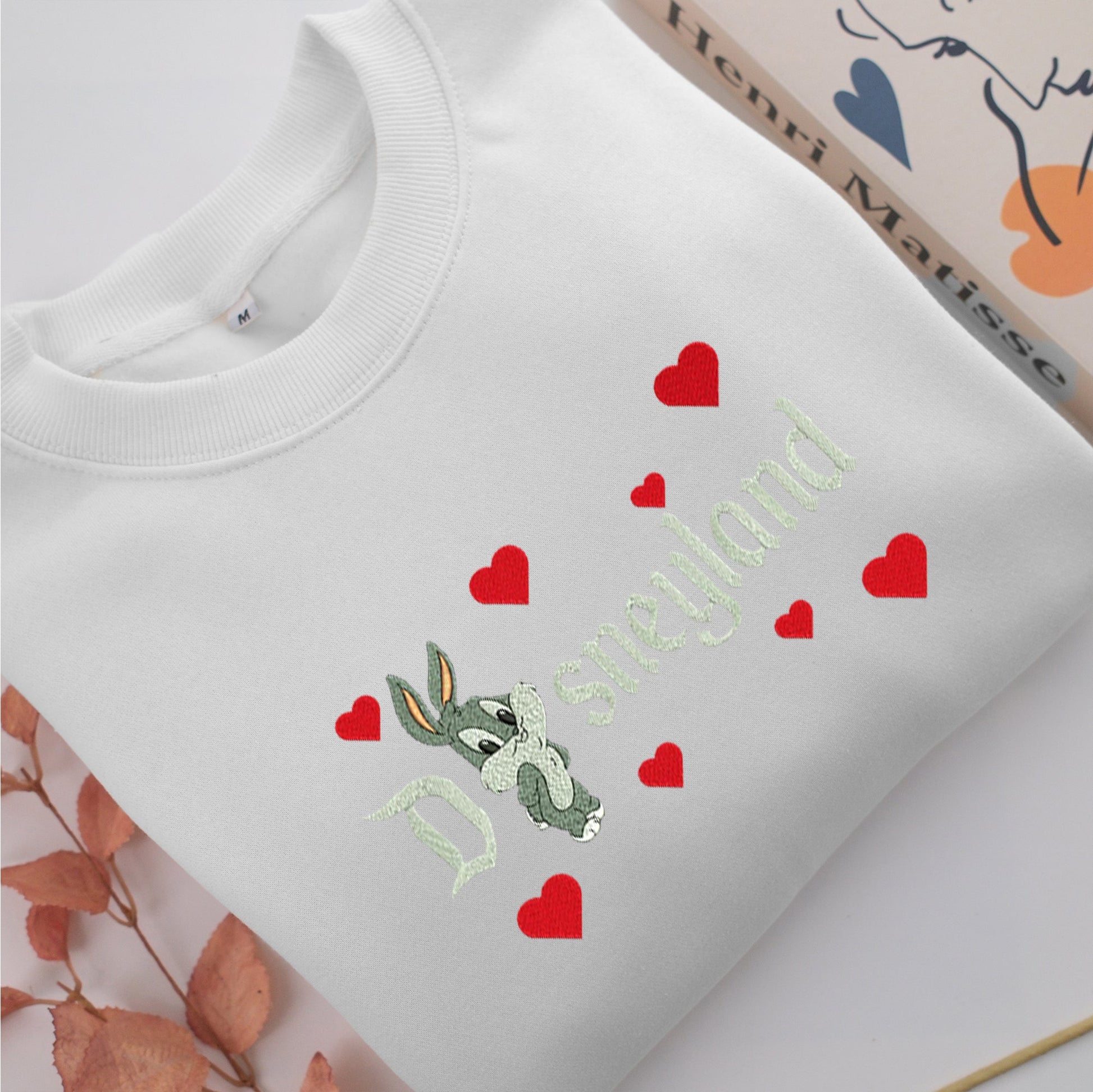 Chibi Bugs Bunny Disneyland Embroidery, Disneyland Embroidered Sweatshirt, Movie Disney Inspired, Valentine's Day Gifts Idea For Him Her