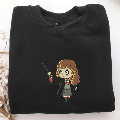 Chibi Hermione Granger Embroidery, Disneyland Embroidered Sweatshirt, Movie Disney Inspired, Valentine's Day Gifts Idea For Him Her