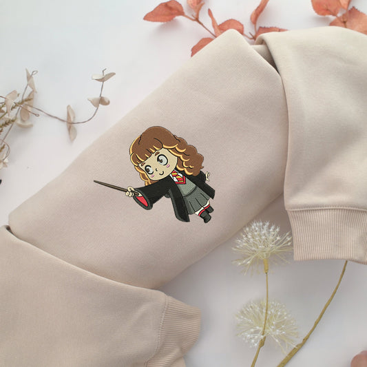 Chibi Hermione Granger Embroidery, Disneyland Embroidered Sweatshirt, Movie Disney Inspired, Valentine's Day Gifts Idea For Him Her