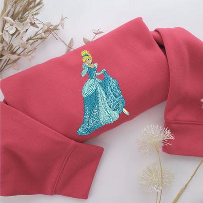 Cinderella Embroidery, Disneyland Embroidered Sweatshirt, Movie Disney Inspired, Valentine's Day Gifts Idea For Him Her