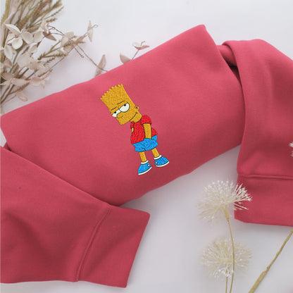 Bart Embroidery, Disneyland Embroidered Sweatshirt, Movie Disney Inspired, Valentine's Day Gifts Idea For Him Her