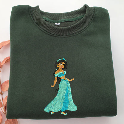 jasmine Embroidery, Disneyland Embroidered Sweatshirt, Movie Disney Inspired, Valentine's Day Gifts Idea For Him Her