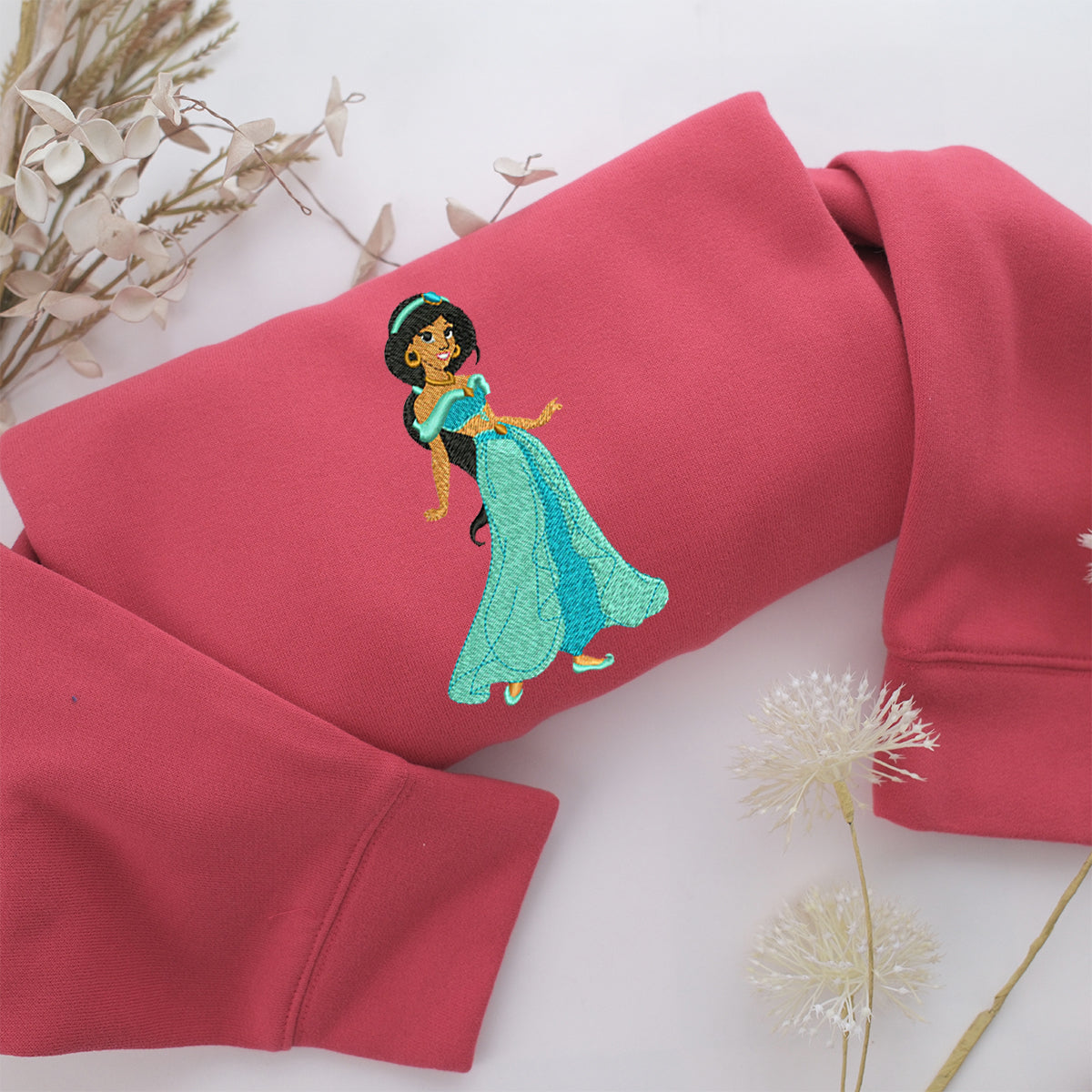 jasmine Embroidery, Disneyland Embroidered Sweatshirt, Movie Disney Inspired, Valentine's Day Gifts Idea For Him Her