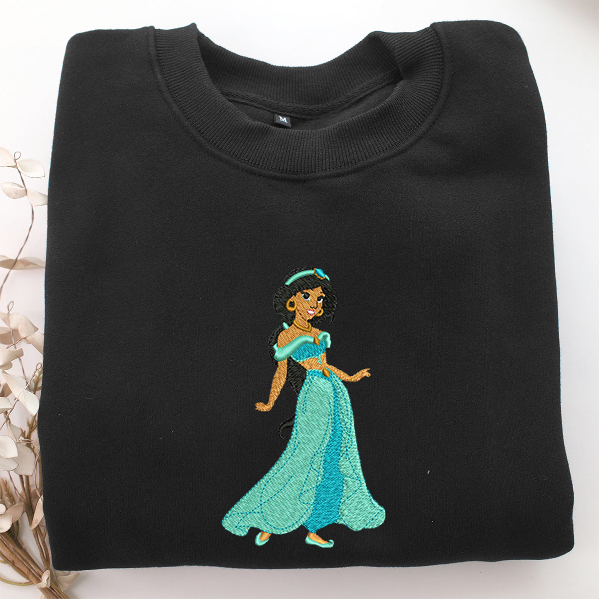 jasmine Embroidery, Disneyland Embroidered Sweatshirt, Movie Disney Inspired, Valentine's Day Gifts Idea For Him Her
