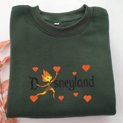 Ember Lumen Disneyland Embroidery, Disneyland Embroidered Sweatshirt, Movie Disney Inspired, Valentine's Day Gifts Idea For Him Her