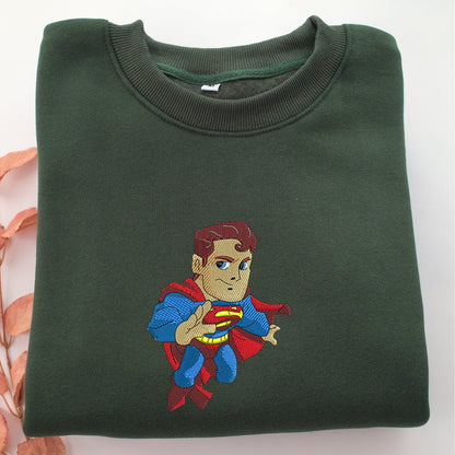 Chibi Superman Embroidery, Disneyland Embroidered Sweatshirt, Movie Disney Inspired, Valentine's Day Gifts Idea For Him Her