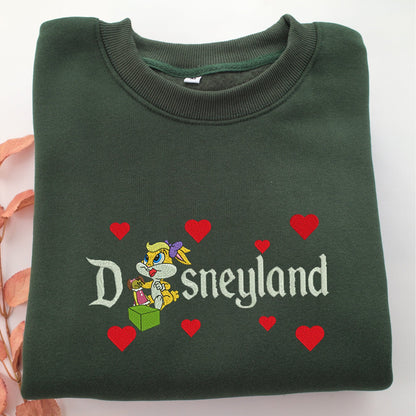 Chibi Lola Disneyland Bunny Embroidery, Disneyland Embroidered Sweatshirt, Movie Disney Inspired, Valentine's Day Gifts Idea For Him Her