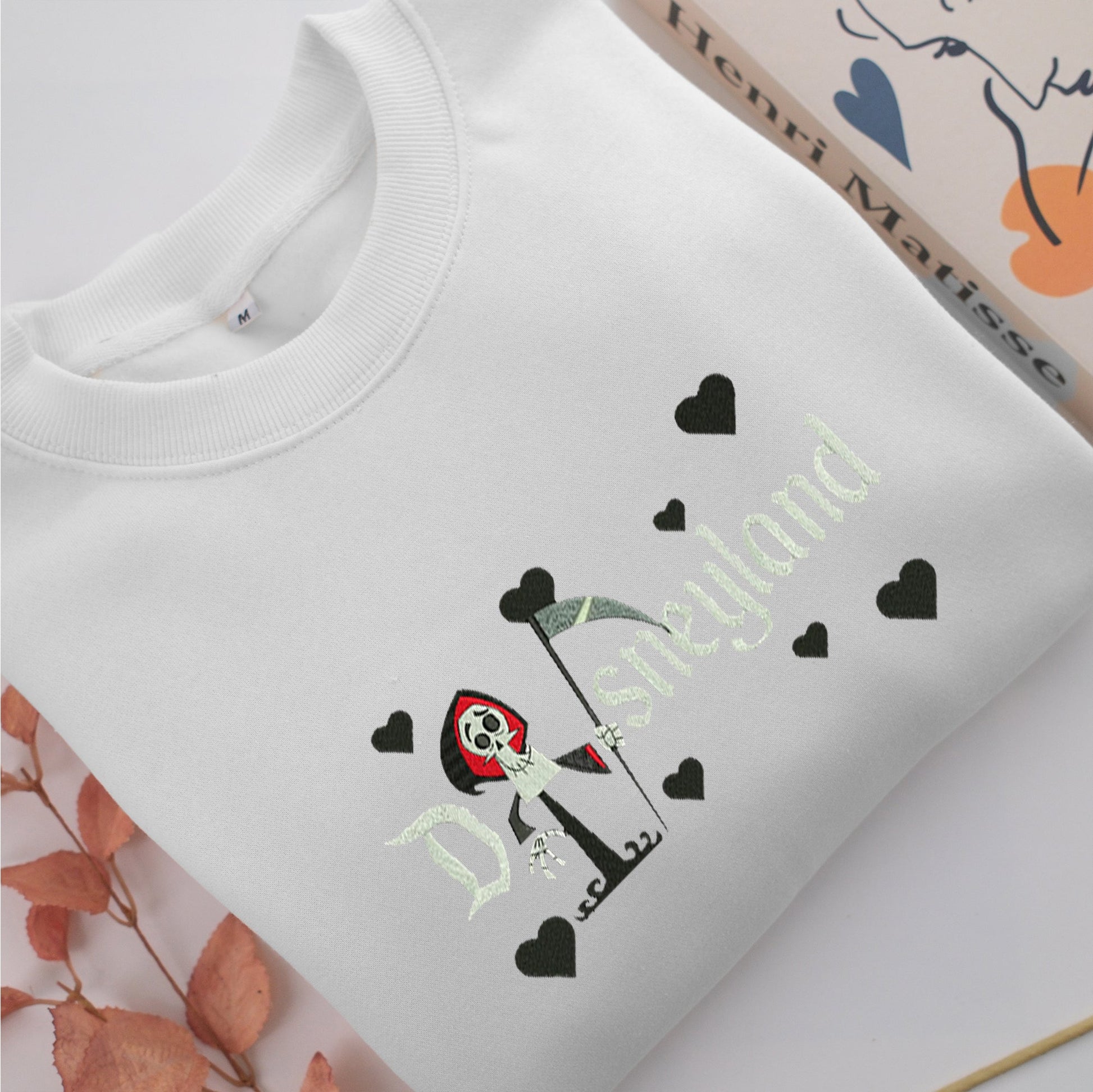 Grim Reaper Disneyland Embroidery, Disneyland Embroidered Sweatshirt, Movie Disney Inspired, Valentine's Day Gifts Idea For Him Her